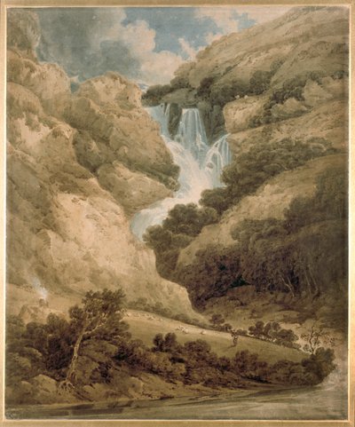 The Gorge of Wathenlath with the Falls of Lodore, Derwentwater, c1801 af Thomas Girtin