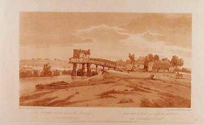 Die Wassermühle über der Brücke bei Charenton af Thomas Girtin