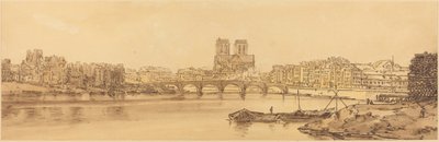 Udsigt over Pont de la Tournelle og Notre Dame taget fra Arsnel: pl.11 af Thomas Girtin