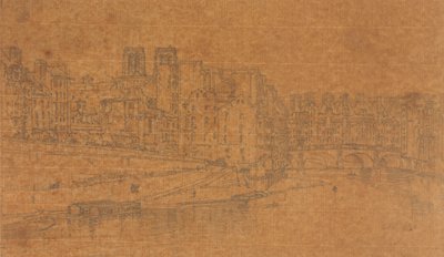 Udsigt over Pont St.Michel, taget fra Pont Neuf, 1803 (undersøgelse til plade 4 fra Views in Paris) af Thomas Girtin