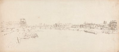 Udsigt over Tuilerierne og broen taget fra Pont de la Concorde af Thomas Girtin
