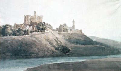 Warkworth Castle (akvarel på papir) af Thomas Girtin