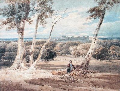 Windsor Castle fra Great Park (akvarel på papir) af Thomas Girtin