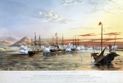Flådeangrebet mod Taiping-oprørerne i Nanjing af Thomas Goldsworth (after) Dutton
