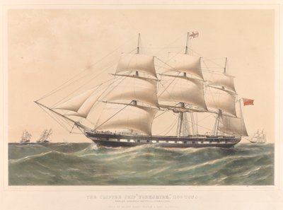 Clipperskibet Yorkshire 1100 tons, ca. 1857-60 (litografi i farver) af Thomas Goldsworth Dutton