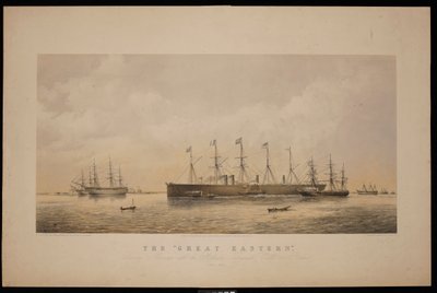 The Great Eastern forlader Sheerness med det atlantiske telegrafkabel om bord juni 1866 (litografi, tonet) af Thomas Goldsworth Dutton