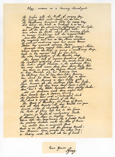 Elegi, skrevet på en landlig kirkegård, 18. december 1750. af Thomas Gray