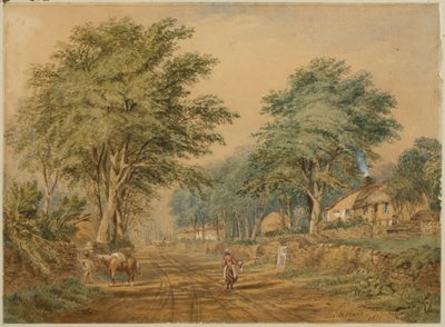 Etal, Northumberland (kropsfarve og akvarel på papir) af Thomas H. Hair