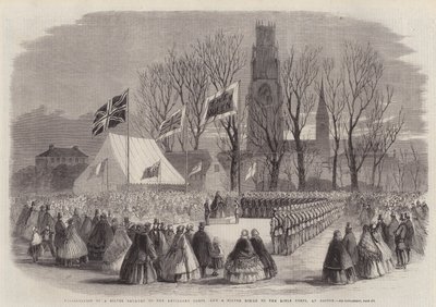 Præsentation af en sølvtrompet til Artillery Corps og en Silver Bugle til Rifle Corps i Boston af Thomas Harrington Wilson