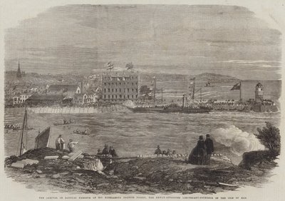 Hans Excellence Francis Pigotts ankomst til Douglas Harbor, den nyudnævnte løjtnant-guvernør på Isle of Man af Thomas Harrington Wilson