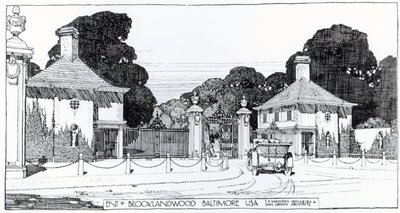 Indgang til Brooklandwood, Baltimore, USA, fra Thomas Mawsons 