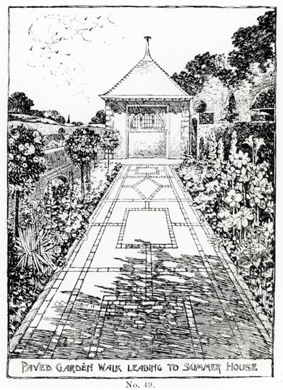 Paved Garden Walk Leading to Summer House, fra Thomas Mawsons "The Art and Craft of Garden Making", udgivet i 1900 af Thomas Hayton Mawson