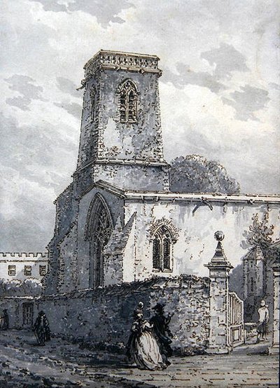St. Peter i Østkirken (brunt blæk & grå vask) af Thomas Hearne
