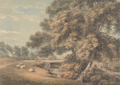 Træerne og floden i parken ved Coleorton Hall, Leicestershire af Thomas Hearne