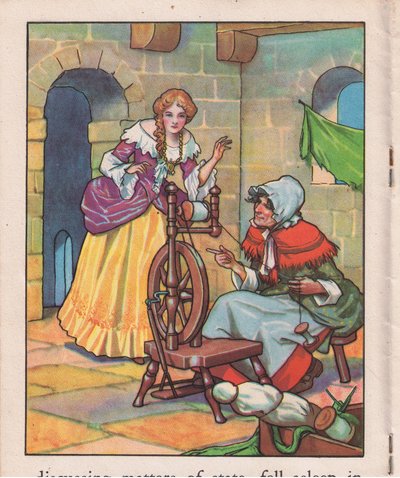 Sover ved spindehjulet (litografi) af Thomas Heath Robinson