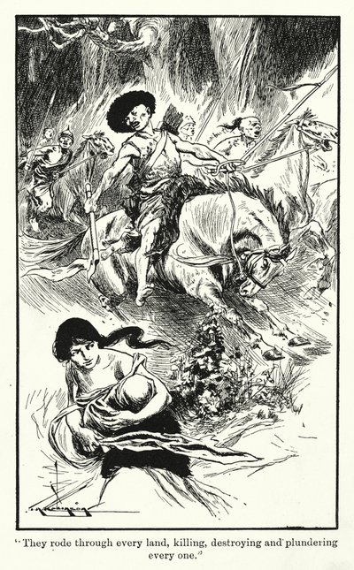 Hunnerne (litografi) af Thomas Heath Robinson