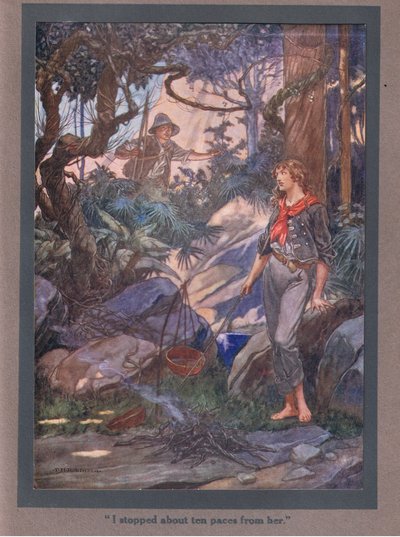 Jeg stoppede ti skridt fra hende (farvelitografi) af Thomas Heath Robinson