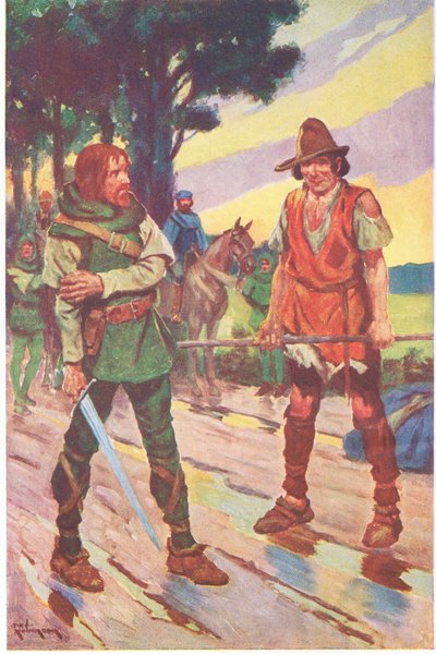 "Ikke mig", svarede tiggeren. "Det var ikke mig, der valgte kampen". (farvelitografi) af Thomas Heath Robinson