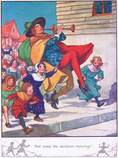 Ud kom børnene løbende (farvelitografi) af Thomas Heath Robinson