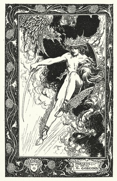 Perseus og gorgoner (litografi) af Thomas Heath Robinson