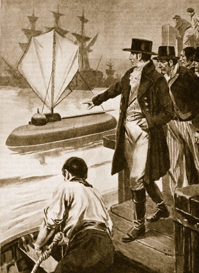 Robert Fulton i Frankrig viser sin ubåd 