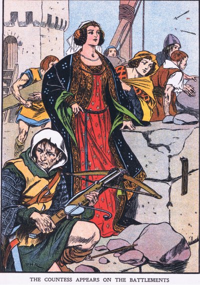 Grevinden vises på brystværnet (farvelitografi) af Thomas Heath Robinson