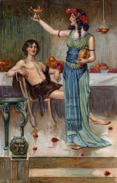 Theseus så op i hendes smukke ansigt (chromolitho) af Thomas Heath Robinson