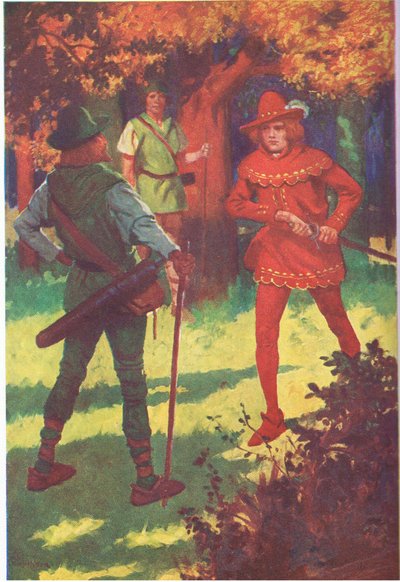 "Det er en pestilens!" udbrød den skarlagenrøde fremmede (farvelitografi) af Thomas Heath Robinson
