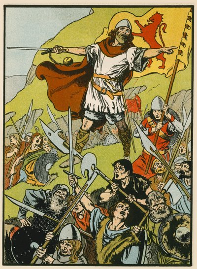 Wallace dirigerer sine soldater (farvelitografi) af Thomas Heath Robinson