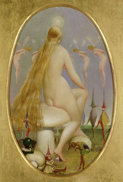 Fe siddende på en svamp, ca. 1860 af Thomas Heatherley