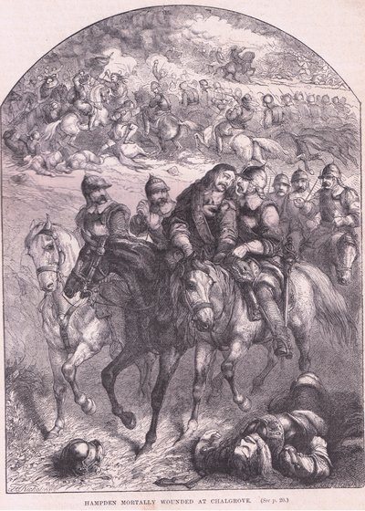Hampden blev dødeligt såret ved Chalgrove AD 1643 af Thomas Henry Nicholson