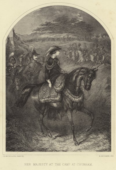 Hendes Majestæt Dronning Victoria i lejren ved Chobham af Thomas Henry Nicholson