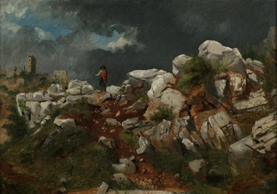 Italiensk landskab (olie på papir, monteret på kompositionstavle) af Thomas Hicks