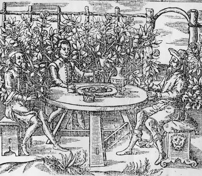 Afslapning i en lysthus, 1577 af Thomas Hill