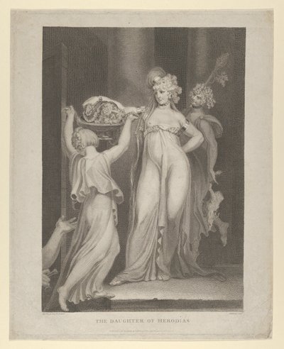 Herodias Salomes datter modtager Johannes Døberens hoved, Matthæus 14:10-11..., 1798. af Thomas Holloway