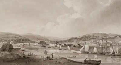 Neath, fra den sydlige side af floden (akvarel og blyant på papir) af Thomas Hornor
