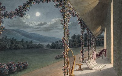 Rheola, scene fra tegnestuen (akvarel og blyant på papir) af Thomas Hornor