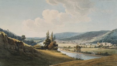 The Vale of Neath, Melincourt til højre (akvarel og blyant på papir) af Thomas Hornor
