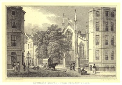Katolsk kapel, fra Picardy Place (gravering) af Thomas Hosmer (after) Shepherd