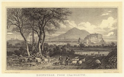 Edinburgh, fra Craigleith (gravering) af Thomas Hosmer (after) Shepherd