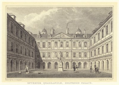 Interiør Quadrangle, Holyrood Palace (gravering) af Thomas Hosmer (after) Shepherd