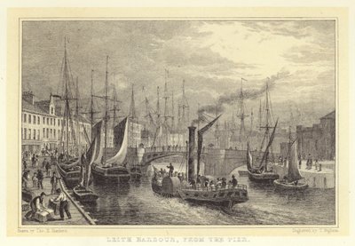 Leith Harbour, fra molen (gravering) af Thomas Hosmer (after) Shepherd