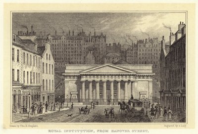 Royal Institution, fra Hanover Street (gravering) af Thomas Hosmer (after) Shepherd