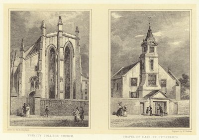 Trinity College Church; Chapel of Ease, St. Cuthberts (gravering) af Thomas Hosmer (after) Shepherd