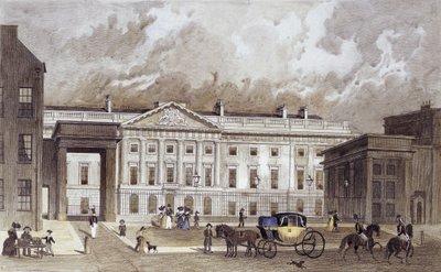 Et nutidigt gravering af den nye Royal Mint, ca. 1830 (håndkoloreret gravering) af Thomas Hosmer Shepherd