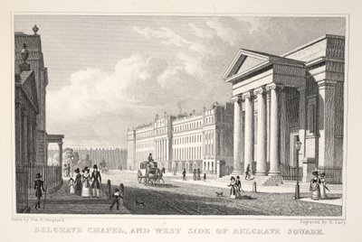 Belgrave Chapel og West Side of Belgrave Square, fra pubben 
