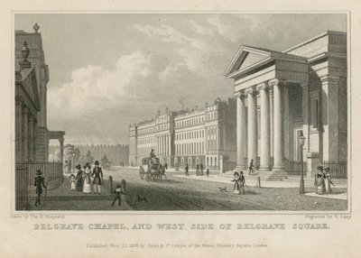 Belgrave Chapel og vestsiden af Belgrave Square af Thomas Hosmer Shepherd