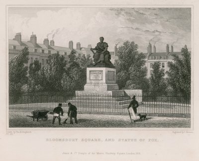 Bloomsbury Square og statue af Fox af Thomas Hosmer Shepherd