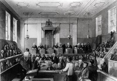 Central Criminal Court, The Old Bailey, graveret af H. Melville af Thomas Hosmer Shepherd