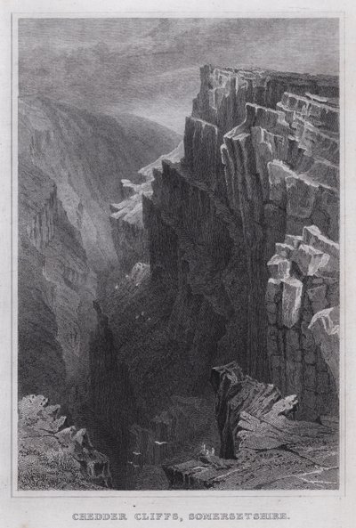 Cheddar Cliffs, Somersetshire (gravering) af Thomas Hosmer Shepherd